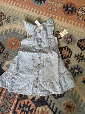 Gymboree Blue and White Striped Button dress 5t NWT